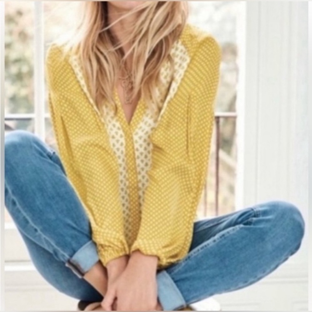 Boden Yellow Polka Dot Blouse - Picture 3 of 9